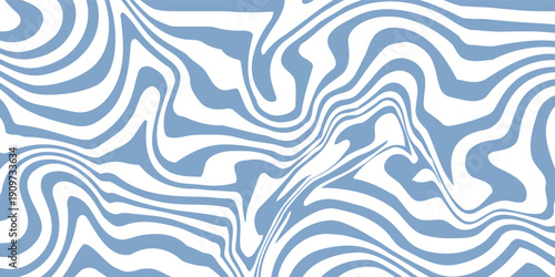 Trendy abstract seamless background featuring thick, undulating, flowing lines or organic shapes in pastel blue and white.Vector illustration
