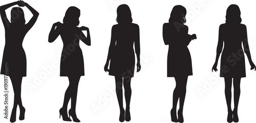 Easter sunday celebration silhouette of women in black dresses