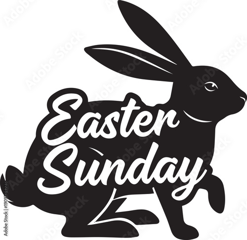 Easter sunday celebration with happy easter bunny on white background