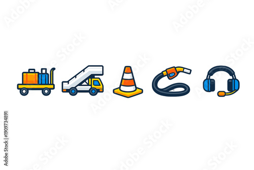 Work tools and equipment used at a construction site for various tasks and operations during the daytime