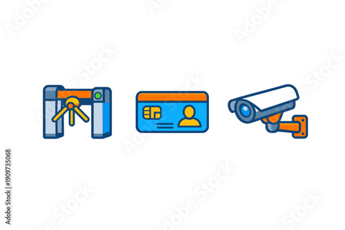 Security tools display access control systems and surveillance equipment in a simple design for identification and monitoring purposes