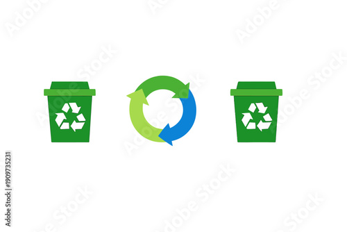 Recycling bins show the importance of waste management and environmental care in urban areas for a better future