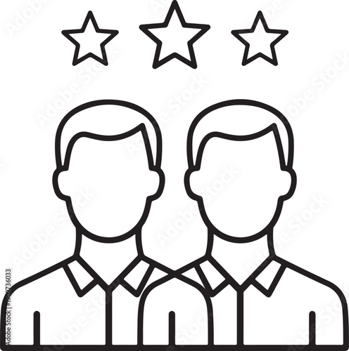 Two men in shirts with three stars above them in a line ties black