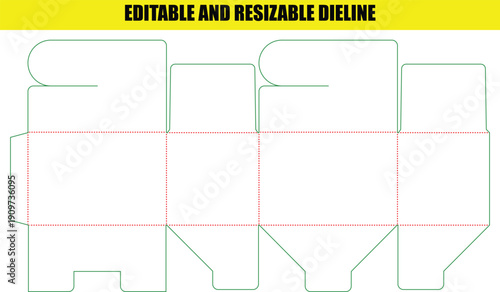Vector Folding Box Die Line Template for Custom Packaging
