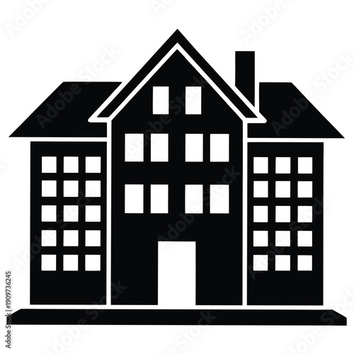 Residential building icon on a white background