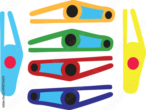 Modern Geometric Colorful Shape Vector logo with Center Abstract art, creative Symmetric Design.