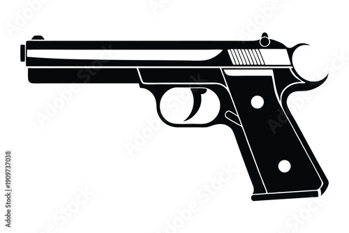 browning hi power silhouette line art vector illustration