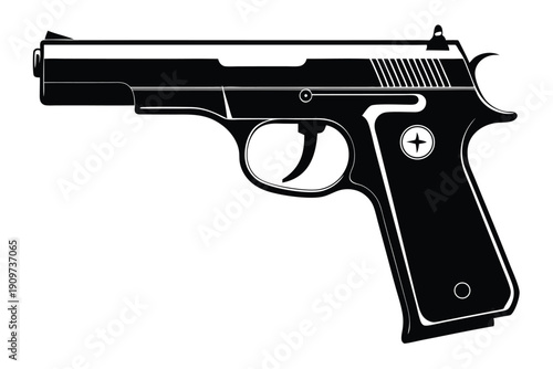 browning hi power silhouette line art vector illustration
