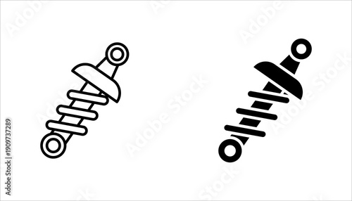 Minimal line icon of a shock absorber representing suspension systems, automotive parts, mechanical engineering, and vehicle components.