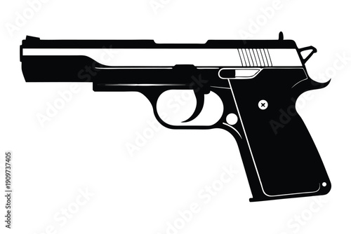browning hi power silhouette line art vector illustration
