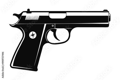 browning hi power silhouette line art vector illustration