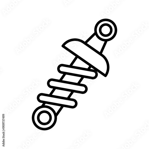 Minimal line icon of a shock absorber representing suspension systems, automotive parts, mechanical engineering, and vehicle components.