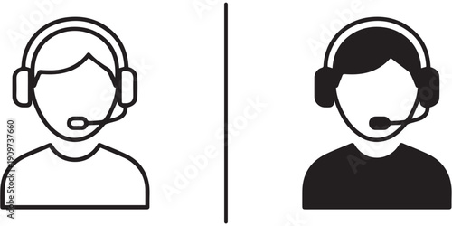 Two customer service representatives wearing headsets are shown side by side