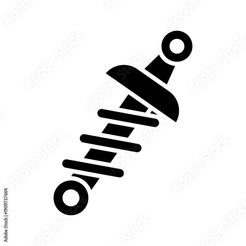 Minimal line icon of a shock absorber representing suspension systems, automotive parts, mechanical engineering, and vehicle components.