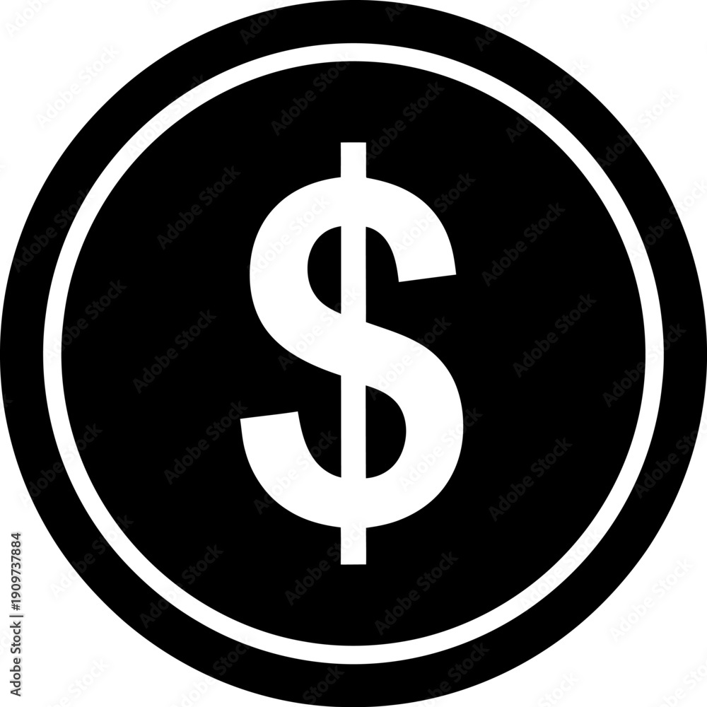 Obraz premium A stylized black and white dollar sign symbol enclosed in a circle Vector