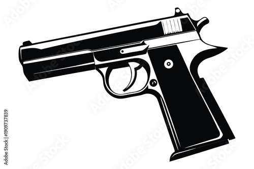 browning hi power silhouette line art vector illustration