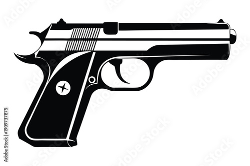 browning hi power silhouette line art vector illustration