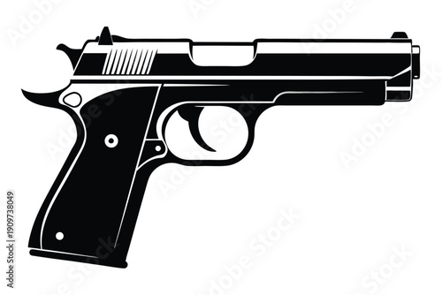 browning hi power silhouette line art vector illustration