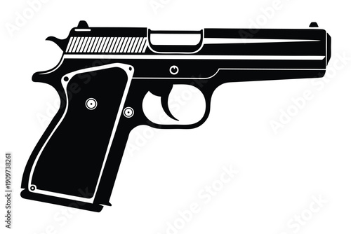 browning hi power silhouette line art vector illustration