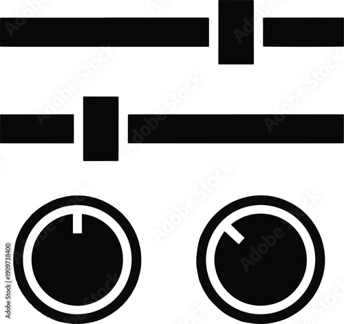 Professional Audio Mixer Sliders and Sound Control Knob Icon Set