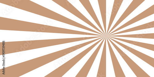 Retro vintage grunge white and brown radial burst sunburst ray pattern. Sunburst vector copyspace background. Vintage sunrays illustration swirl line. Abstract circuses, stripe background design.	