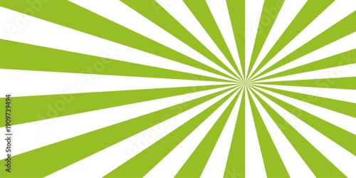 Retro vintage grunge white and green radial burst sunburst ray pattern. Sunburst vector copyspace background. Vintage sunrays illustration swirl line. Abstract circuses, stripe background design.	