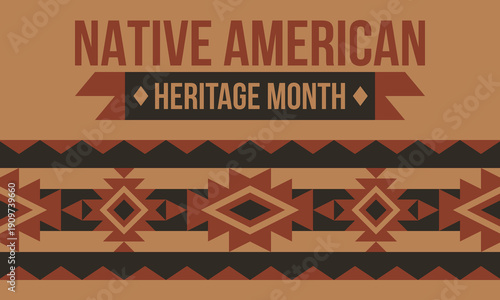 Native American Heritage Month in November. American Indian culture. Celebrate annual in United States. Tradition pattern. Poster, card, banner and background. Vector ornament, illustration