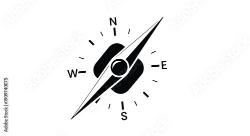 Navigation compass icon with directional arrows on white background for travel, adventure, and exploration concepts