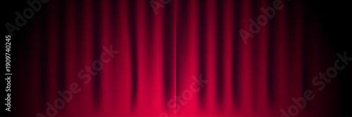 Stylized red theater curtain with soft shadows and gradient tones, perfect for drama, cinema, music events, and creative promotional designs.