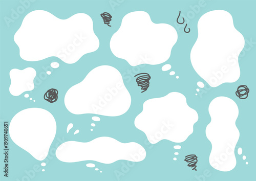 悩みや不安を表すもやもや吹き出しのセット素材