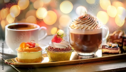 Wallpaper Mural gourmet desserts specialty coffee in elegant patisserie with hazy bokeh radiant background Torontodigital.ca