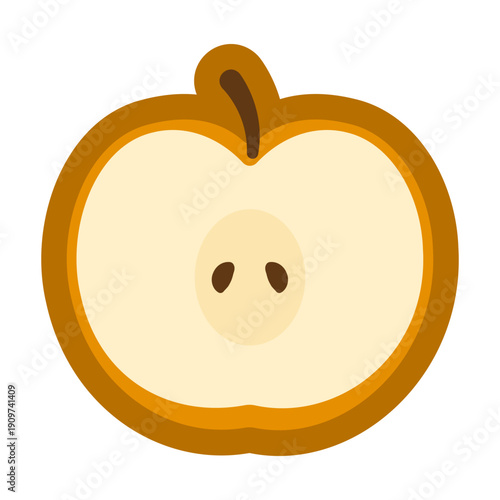 半分にカットされた梨の断面イラスト