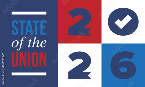 State of the Union Address in United States. Annual deliver from the President of the US address to Congress. Speech President. Patriotic american elements. Poster, card, banner, background. Vector
