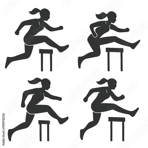 Female Athlete Hurdling Silhouette
