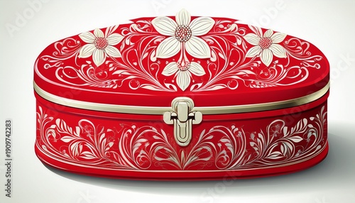 Wallpaper Mural elegant red jewelry box floral design isolate a white background Torontodigital.ca