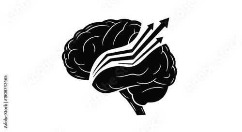 Brain with arrows growth concept creative thinking inspiration innovation idea generation mind development motivation success