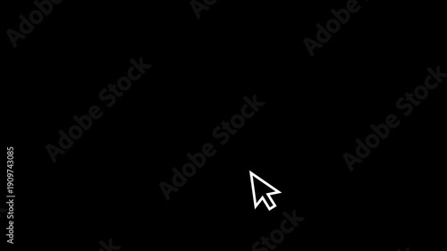 minimal mouse pointer click motion graphic with black background. ui cursor click animation with soft ripple feedback effect. animated mouse cursor press action for interface demonstrations. 