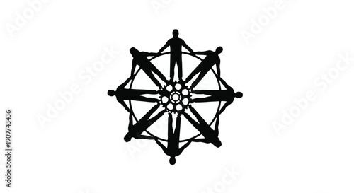 Geometric molecular structure illustration with connected nodes and lines, modern scientific concept art