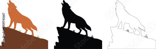 Fox Howling Silhouette Vector