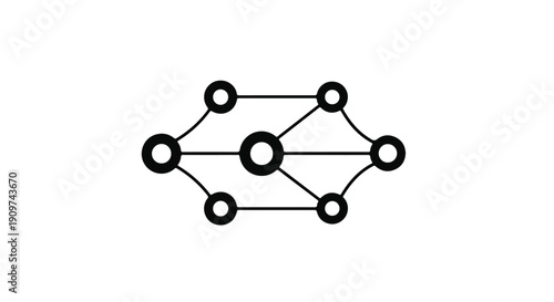 Simple black and white network connection diagram with nodes and lines on white background for business concept