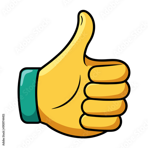 Vibrant thumbs up gesture in modern cartoon style