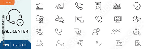 Call center icons and services illustration