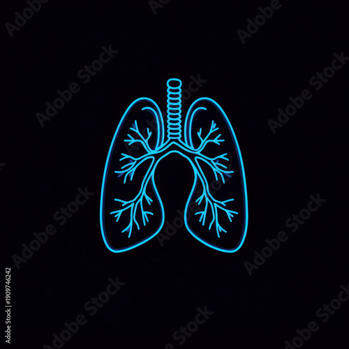 Neon blue lungs glow in the dark.