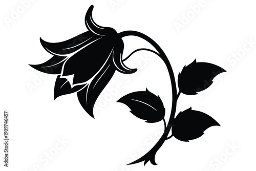 bellflower silhouette line art vector illustration