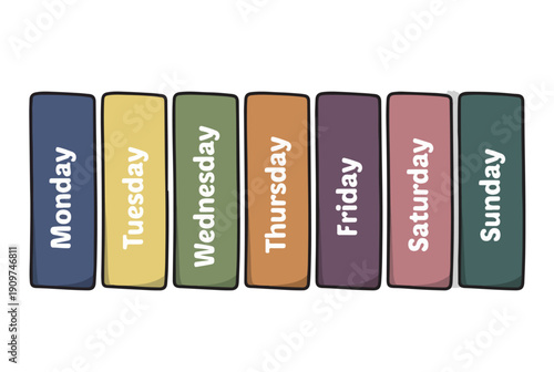 Cartoon Weekday Labels