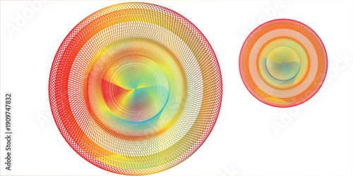 Gradient Spherical Grid set, holographic vibrant round icon. Multicolor buttons can be used in banner, social media, web, as design element.