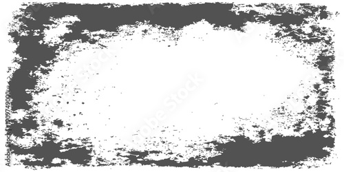 Vintage black ink splatter border featuring a grungy paint texture and floral vector patterns for an abstract grunge frame design