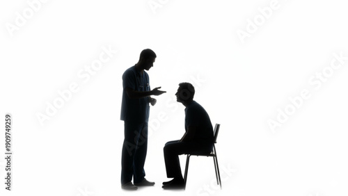Doctor Consulting with Depressed Patient Silhouette