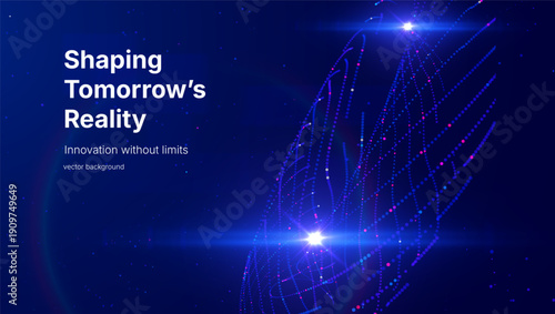 Futuristic digital glowing particles data lines with decentralized network concept representing distributed systems blockchain technology, innovation and next generation connectivity vector background