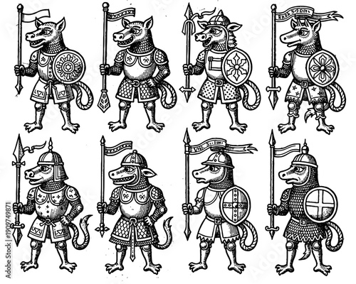 Medieval fantasy characters vector illustration